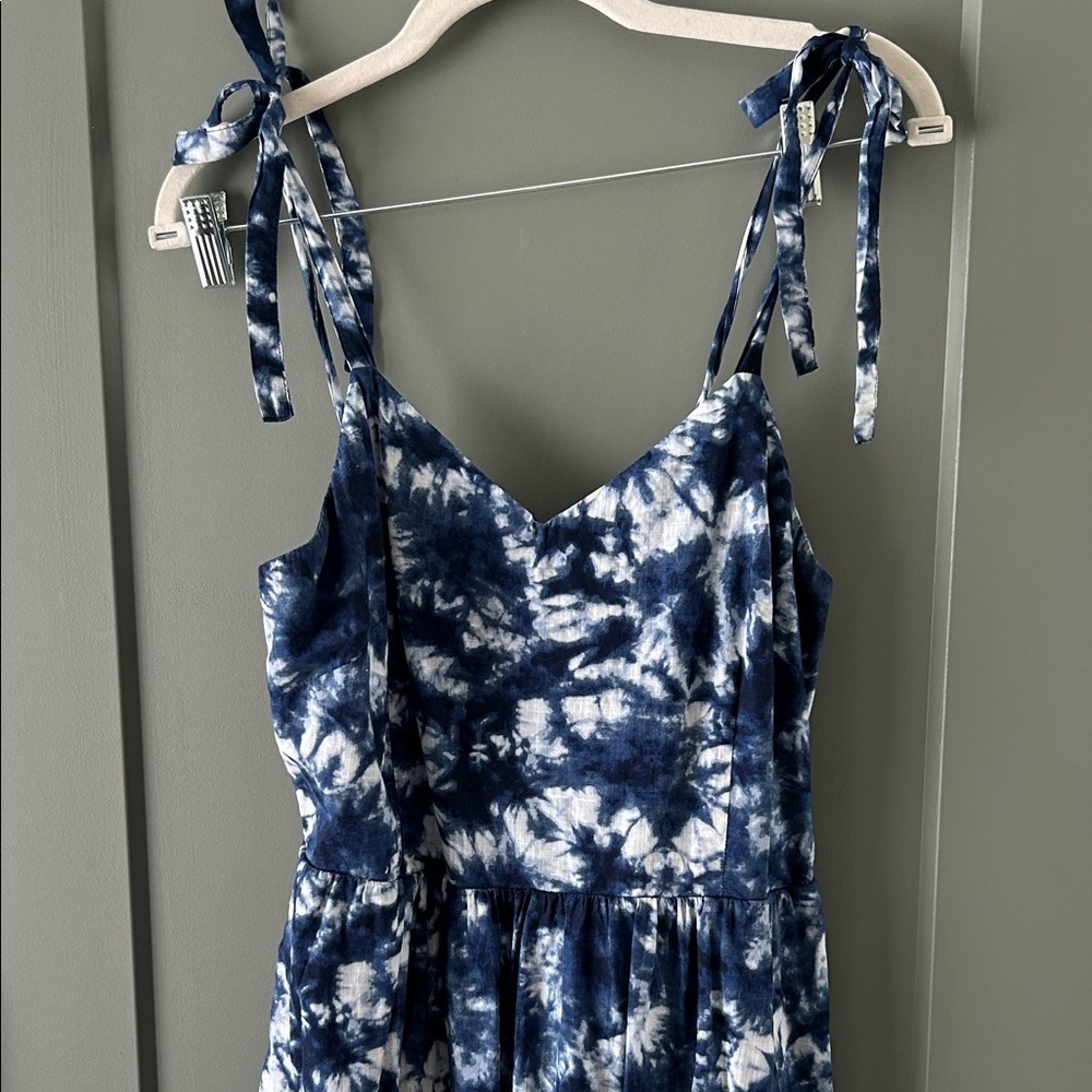 GAP Blue and White Tie-Dye Midi Dress Size 8 Medium